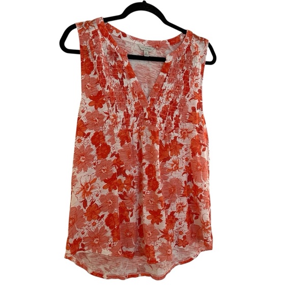 Lucky Brand sleeveless boho floral orange and white cotton modal top Large - Picture 6 of 12